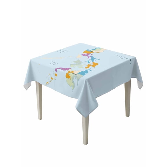 Colorful Map Table Cloth, Waterproof Tablecloth for Square Tables, Modern Abstract Minimalist Illustration Art Reusable Washable Fabric Table Cover for Restaurant Kitchen Dining Tables 54"x54"
