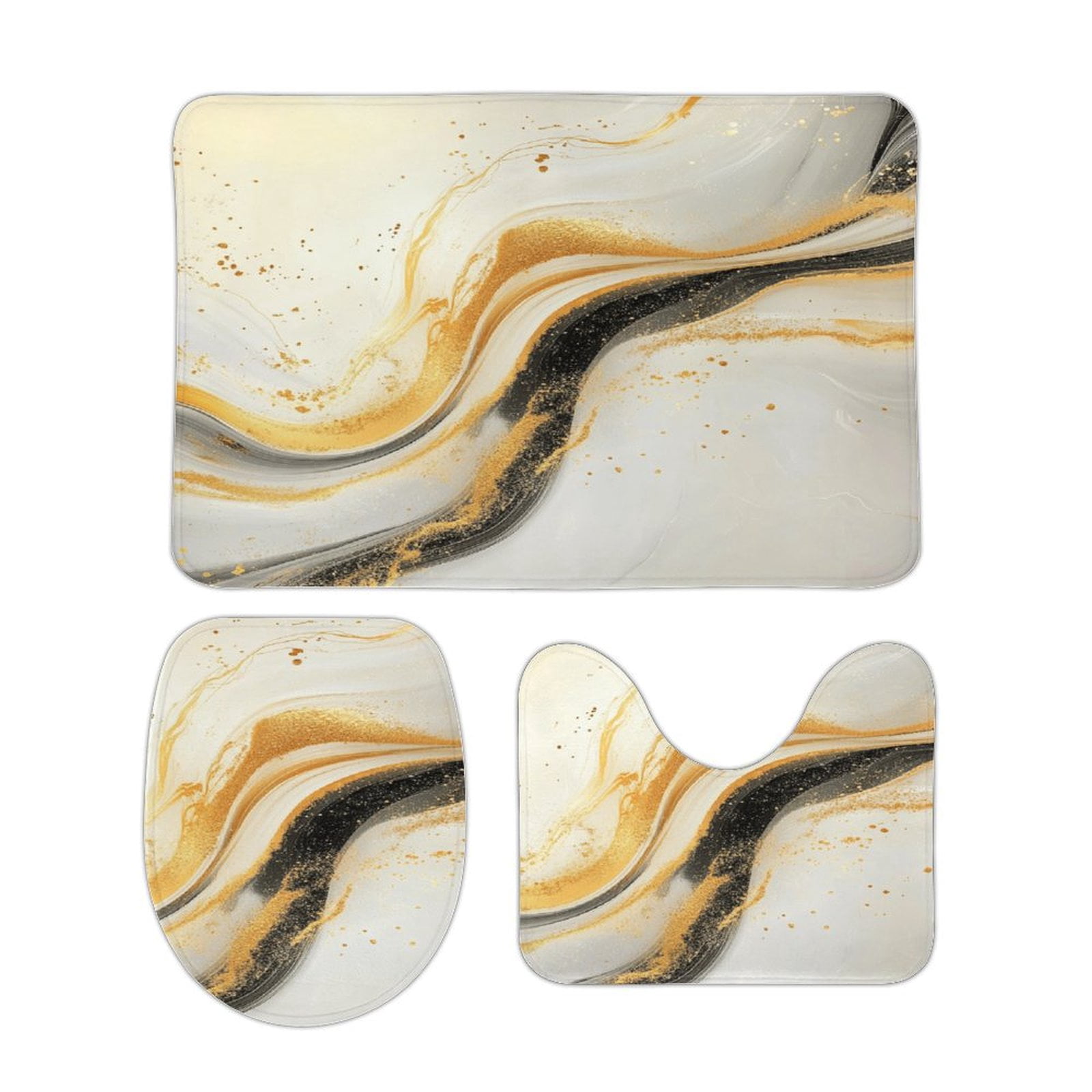 Colorful Marble (44) Bathroom Rugs Set 3 Piece with Non-Slip Bath Rugs ...