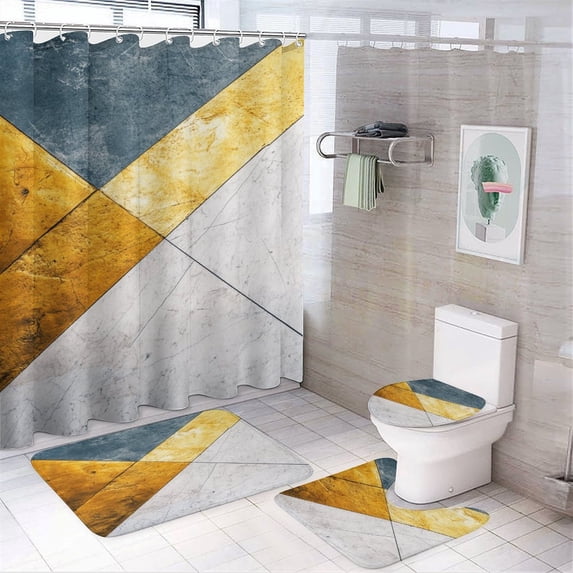 Colorful Marble (75) Shower Curtain Waterproof Bathroom Curtain Set with Hooks Home Decor Bathroom Curtains