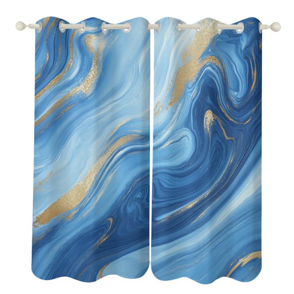 Colorful Marble Blue Gilded Gold (36) Luxury Window Curtains Blinds for Living Room Kids Bedroom Bathroom Kicthen Door Home Decor 2 Panels