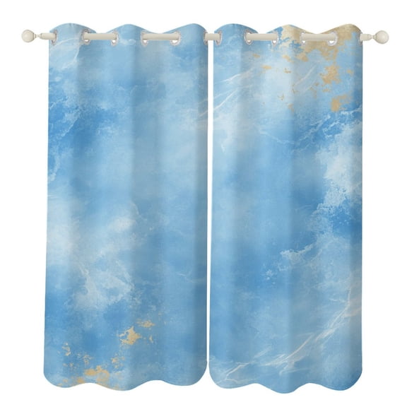 Colorful Marble Blue Gilded Gold (55) 2 Panels 3D Printing Pattern Curtain for Bedroom Living Room Kitchen Window Decoration Home