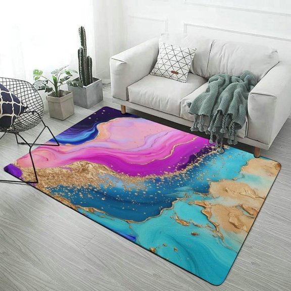 Colorful Marble Gold Glitter Art Carpet for Home Decoration Rugs Soft Carpet for Bedroom Room Living Room Bathroom Entrance Door Non-slip Comfort Mat