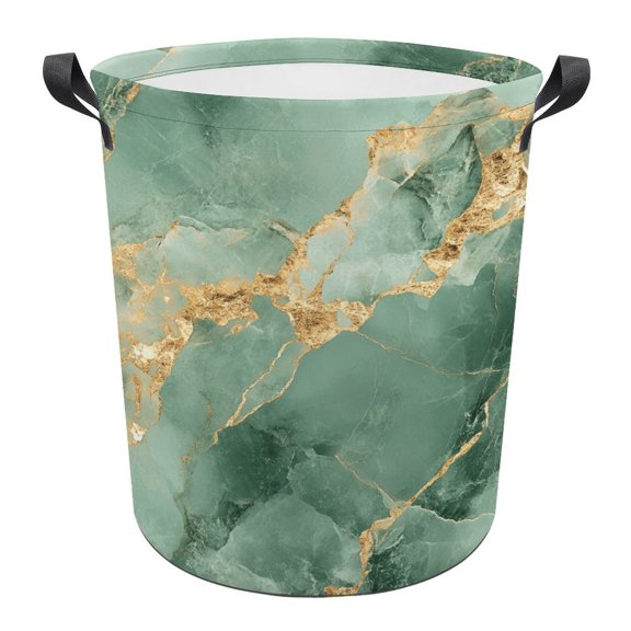 Colorful Marble Green Gilding (24) Print Foldable Laundry Basket for Clothes Storage Hamper