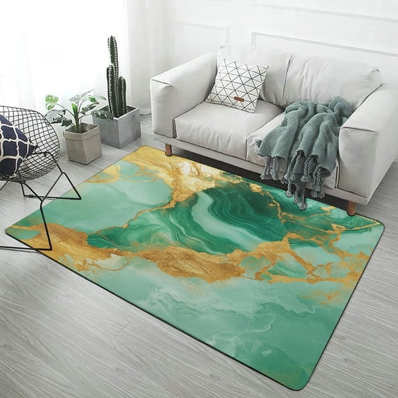 Colorful Marble Green Gilding (60) Area Rugs Carpet Suitable for Living Room Kitchen Bedroom Laundry Room Home Decorations