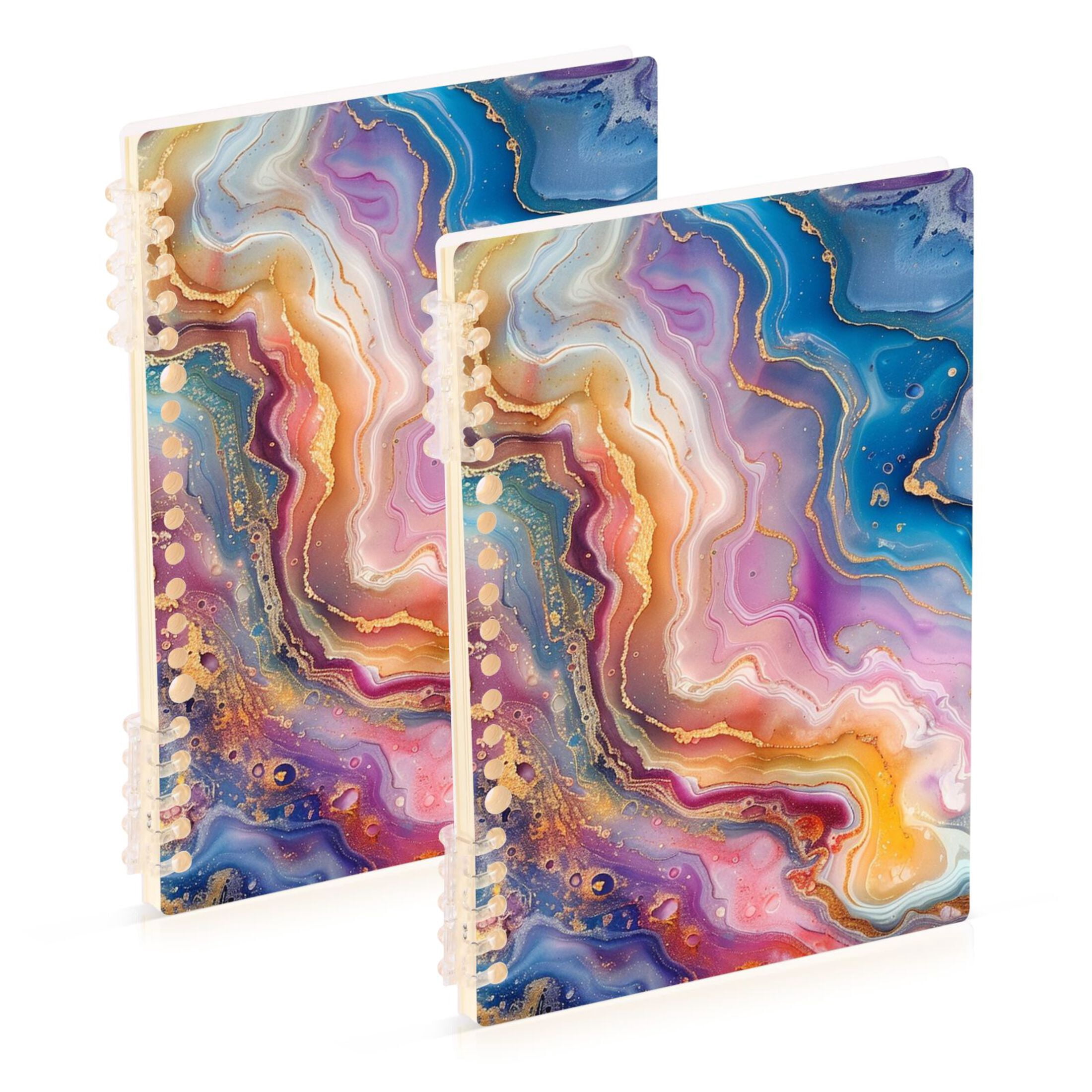 Marbe Notebooks Colorful Marble Notebooks 2 Pcs 1-subject Journal 60 Sheets A5 College ...