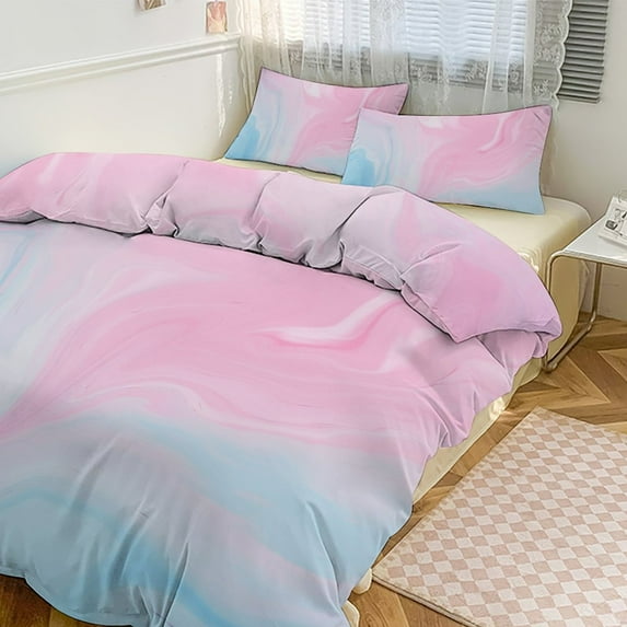 Colorful Marble Pattern Bedding Set with Zipper Closure for Girls & Boys