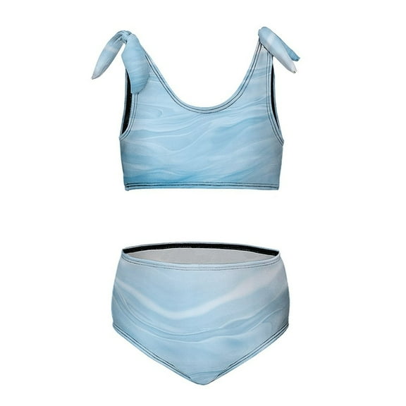 Colorful Marble Pattern Girls' 2-Piece Tankini Swimsuit