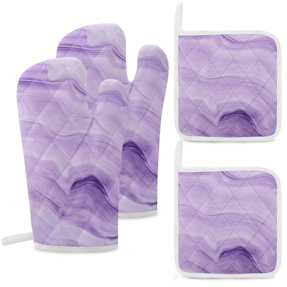 Colorful Marble Pattern Heat Resistant Microwave Oven Gloves Set for BBQ Baking Grilling,Baking Gifts Cooks for Women,Housewarming Gifts for New Home