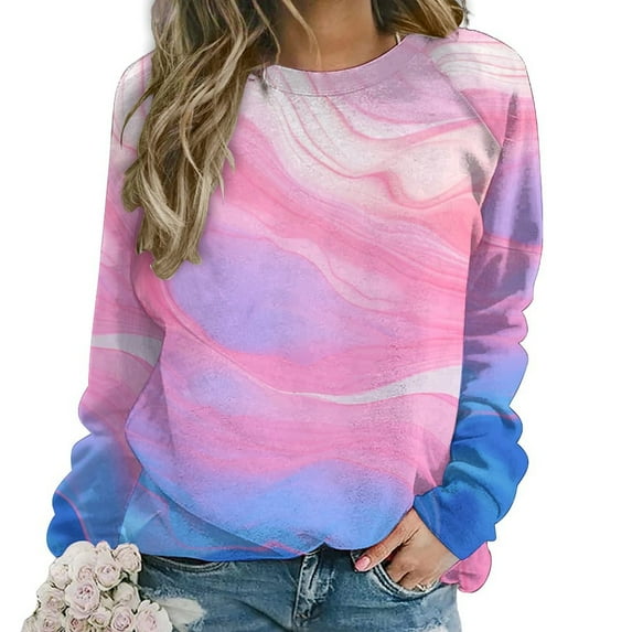 Colorful Marble Pattern Mom Sweatshirt For Women Long Sleeve Pullover