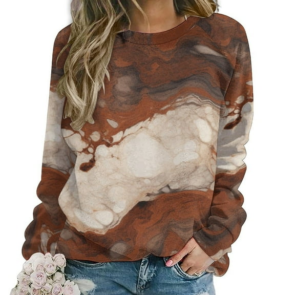 Colorful Marble Pattern Mom Sweatshirt For Women Long Sleeve Pullover