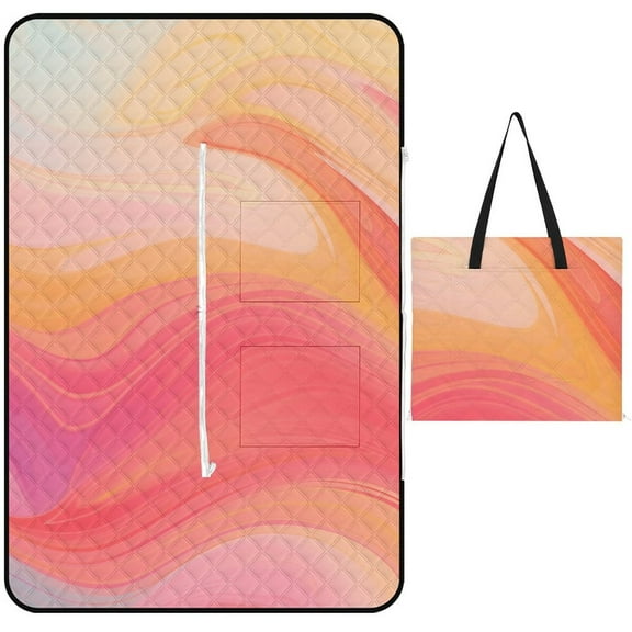 Colorful Marble Pattern Picnic Blanket Waterproof Outdoor Beach Blanket Hand-held Pad Suitable for Travel, Camping, Beach, Family Gatherings