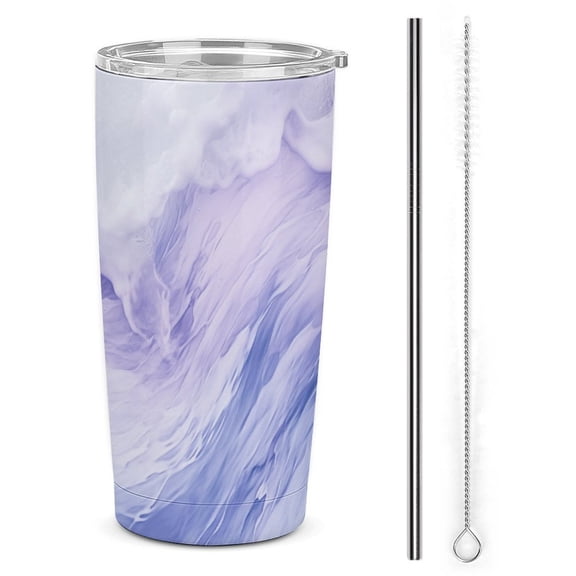 Colorful Marble Pattern Tumbler Print 20oz Stainless Steel Coffee Cup with Lid & Straw Double Wall Insulated Tumbler