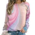 thumbnail image 1 of Colorful Marble Pattern Women's Floral Printed Sweatshirt Long Sleeve Crewneck Casual Loose Vintage Graphic Pullover Tops, 1 of 7