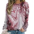 thumbnail image 1 of Colorful Marble Pattern Women's Floral Printed Sweatshirt Long Sleeve Crewneck Casual Loose Vintage Graphic Pullover Tops, 1 of 7
