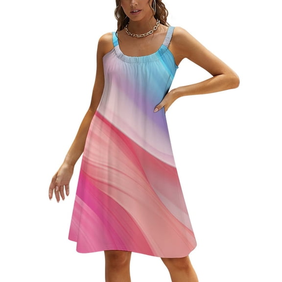 Colorful Marble Pattern Women's Summer Dresses 2025 Beach Casual Sleeveless Floral Print Tank Loose Sundress