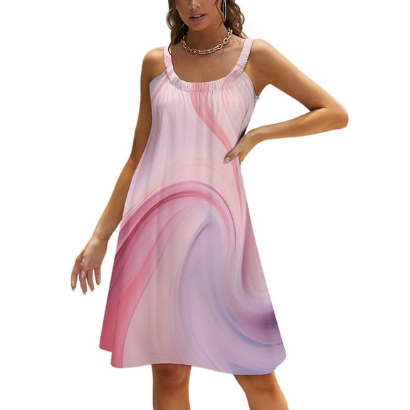 Colorful Marble Pattern Women's Summer Dresses 2025 Beach Casual Sleeveless Floral Print Tank Loose Sundress