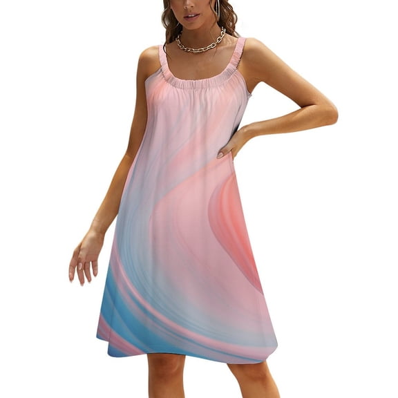 Colorful Marble Pattern Women's Summer Dresses 2025 Beach Casual Sleeveless Floral Print Tank Loose Sundress