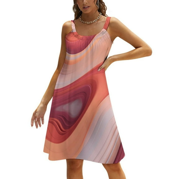 Colorful Marble Pattern Women's Summer Dresses 2025 Beach Casual Sleeveless Floral Print Tank Loose Sundress