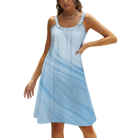 Colorful Marble Pattern Women's Summer Dresses 2025 Beach Casual Sleeveless Floral Print Tank Loose Sundress