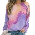 thumbnail image 1 of Colorful Marble Pattern Womens Casual Crewneck Sweatshirt Long Sleeve Tops Cute Pullover Loose Fit, 1 of 7