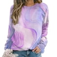 thumbnail image 1 of Colorful Marble Pattern Womens Casual Crewneck Sweatshirt Long Sleeve Tops Cute Pullover Loose Fit, 1 of 7