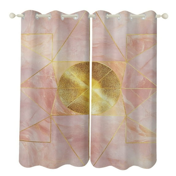 Colorful Marble Pink (2) Blackout Window Curtains for Bedroom Living Room Kicthen High Shading 2 Panels