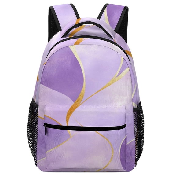 Colorful Marble Purple Gilded Gold Backpack for Teenage Business Daypack College Canvas Bags Durable