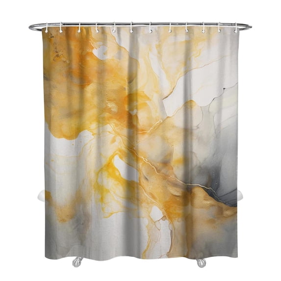 Colorful Marble Shower Curtain, Abstract Jade Texture Gold Stripes Ombre Shower Curtain, Modern Ink Art Decor Waterproof Fabric Shower Curtain for Bathroom Set with 12 Hooks, 72 X 84