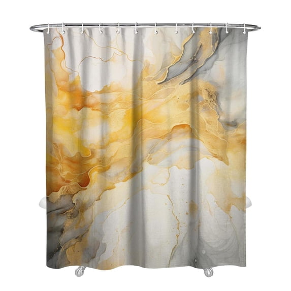 Colorful Marble Shower Curtain, Abstract Jade Texture Gold Stripes Ombre Shower Curtain, Modern Ink Art Decor Waterproof Fabric Shower Curtain for Bathroom Set with 12 Hooks, 72 X 84
