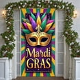thumbnail image 1 of Colorful Mardi Gras Banner Purple Green Gold Carnival Display Curly Vines Star Decor Festival Backdrop for Mardi Gras Celebration Carnival Party Festival Decor, 1 of 8