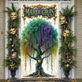 thumbnail image 1 of Colorful Mardi Gras Banner Purple Green Gold Carnival Display Curly Vines Star Decor Festival Backdrop for Mardi Gras Celebration Carnival Party Festival Decor, 1 of 9