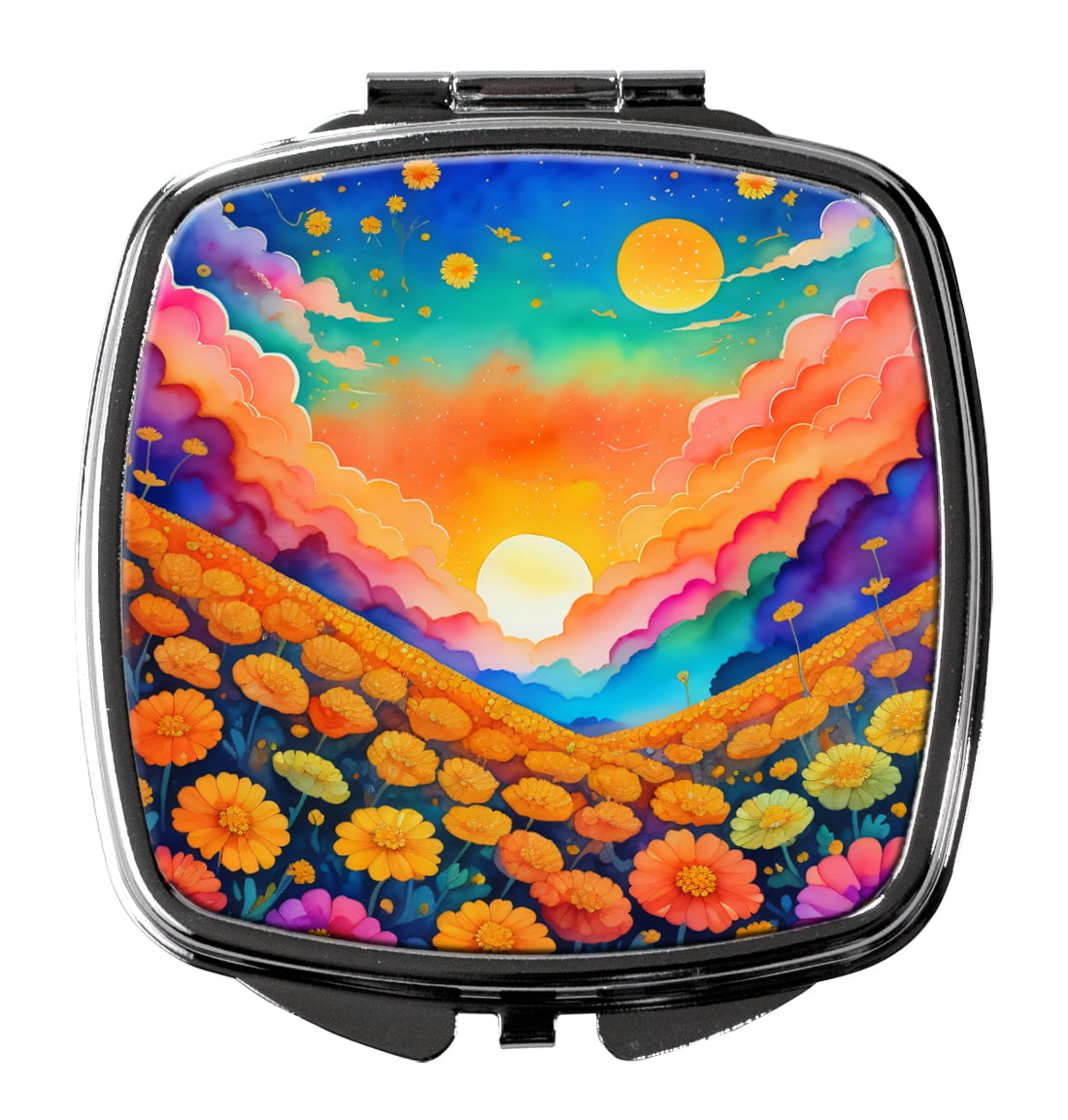 Colorful Marigolds Compact Mirror 2.75 in x 3 in
