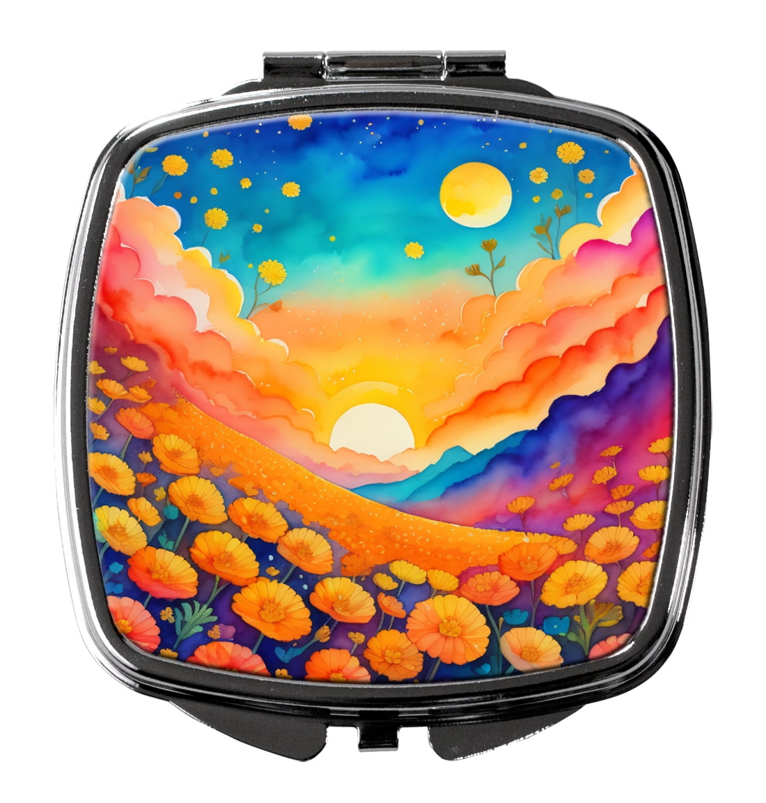 Colorful Marigolds Compact Mirror 2.75 in x 3 in
