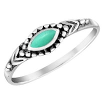 Colorful Marquise Shaped Green Turquoise Inlay Sterling Silver Ring-9