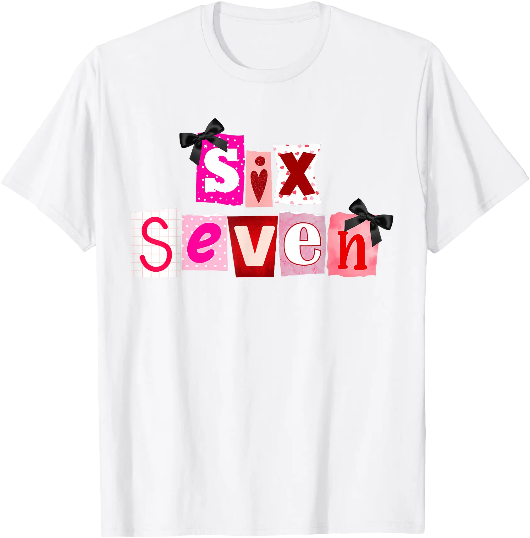 Colorful Meme Heart Six Seven T-Shirt for Fun Valentine's Day ...
