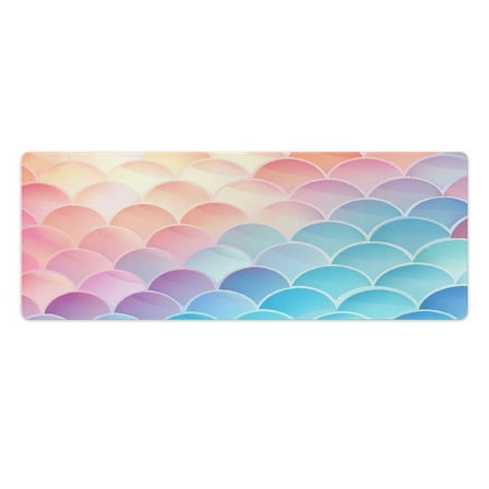 Colorful Mermaid Scales 2 PCS Anti Fatigue Rugs Pvc Non Skid Waterproof Floor Mat Cushioned Comfort Standing Kitchen Mats for Floor