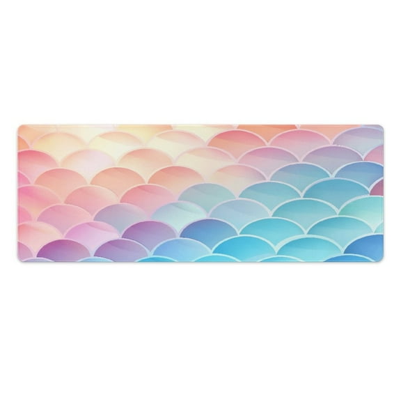Colorful Mermaid Scales 2 PCS Anti Fatigue Rugs Pvc Non Skid Waterproof Floor Mat Cushioned Comfort Standing Kitchen Mats for Floor