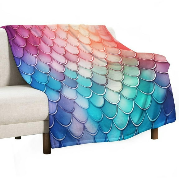 Colorful Mermaid Scales Blanket for Bed Throw Blanket for Women, Men Super Soft Plush Blanket Throw, Print Blanket