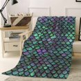 thumbnail image 1 of Colorful Mermaid Scales Ombre Texture Throw Flannel Blanket 50x80In Super Soft Cozy Bed Blanket, Lightweight Plush Fuzzy Bed Throw for Bedroom Sofa Couch Living Room, 1 of 4