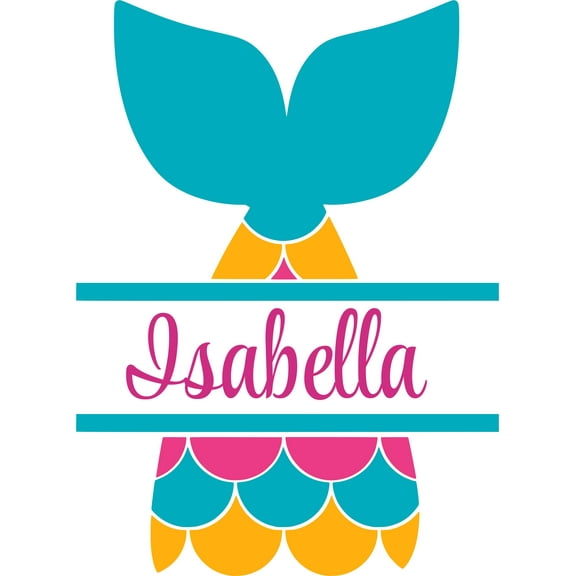 Colorful Mermaid Tail Mermaids Customized Wall Decal - Custom Vinyl Wall Art - Personalized Name - Baby Girls Boys Kids Bedroom Wall Decal Room Decor Wall Stickers Decoration Size (20x12 inch)