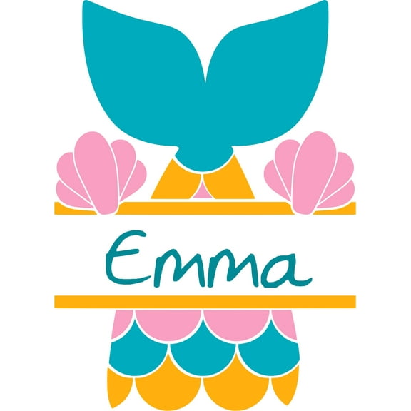 Colorful Mermaid Tail Mermaids Shells Customized Wall Decal - Custom Vinyl Wall Art - Personalized Name - Baby Girls Boys Kids Bedroom Wall Decal Room Decor Wall Stickers Decoration Size (20x12 inch)