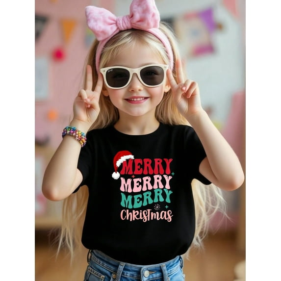 Colorful Merry Christmas Graphic Kid T-Shirt for Kids Gift