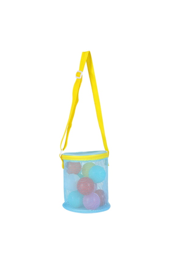 Colorful Mesh Beach Bag Adjustable Kids Quick Dry Net Tote for Seashell Collecting Sand Toy Swimming Accessories（Type E）