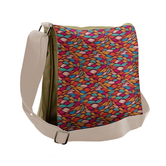 Colorful Messenger Bag, Abstract Warm Tone Waves, Unisex Cross-body, by Ambesonne