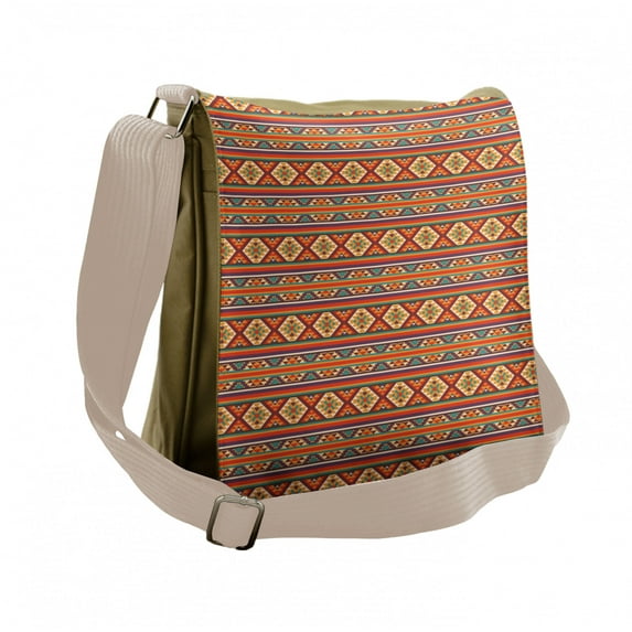 Colorful Messenger Bag, Aztec Tribal, Unisex Cross-body, by Ambesonne