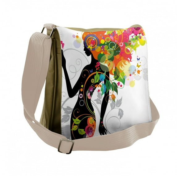 Colorful Messenger Bag, Butterfly Leaf Spring, Unisex Cross-body, by Ambesonne