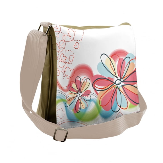 Colorful Messenger Bag, Floral Haze, Unisex Cross-body, by Ambesonne