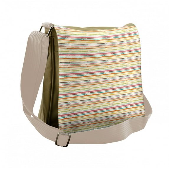 Colorful Messenger Bag, Hand Drawn Stripes, Unisex Cross-body, by Ambesonne