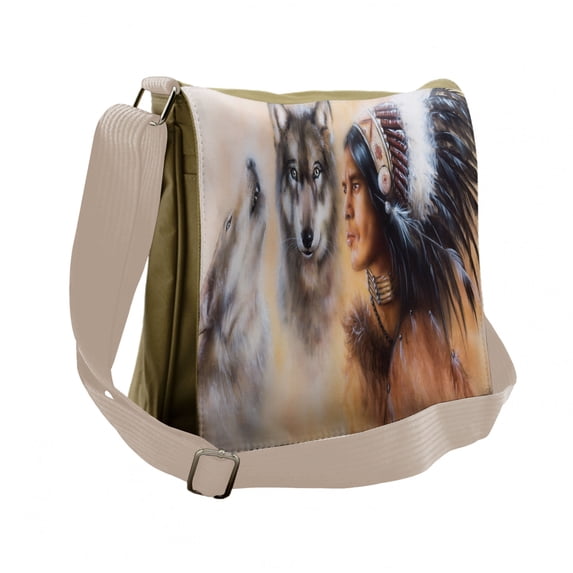 Colorful Messenger Bag, Old Feather, Unisex Cross-body, by Ambesonne