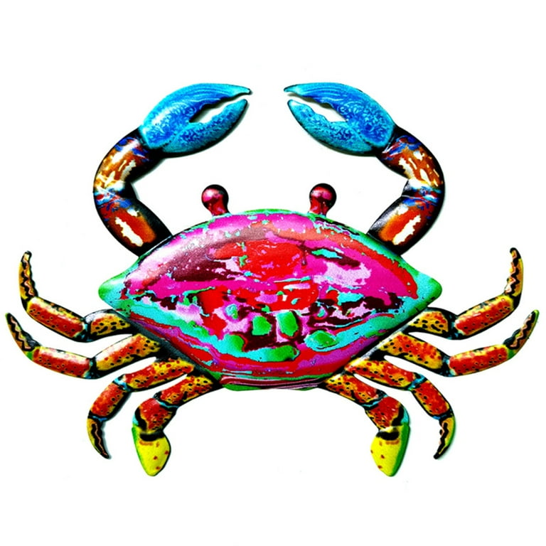 Colorful Metal Crab Outdoor Wall Decor Life-Like Artistry Stunning Crab  Decorations For Wall Great For Indoor And Outdoors Pink